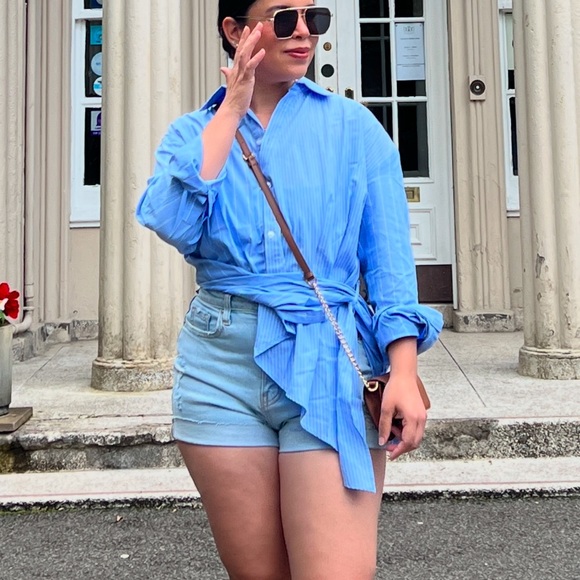 Zara CONTRAST STRIPE SHIRT - Picture 2 of 6